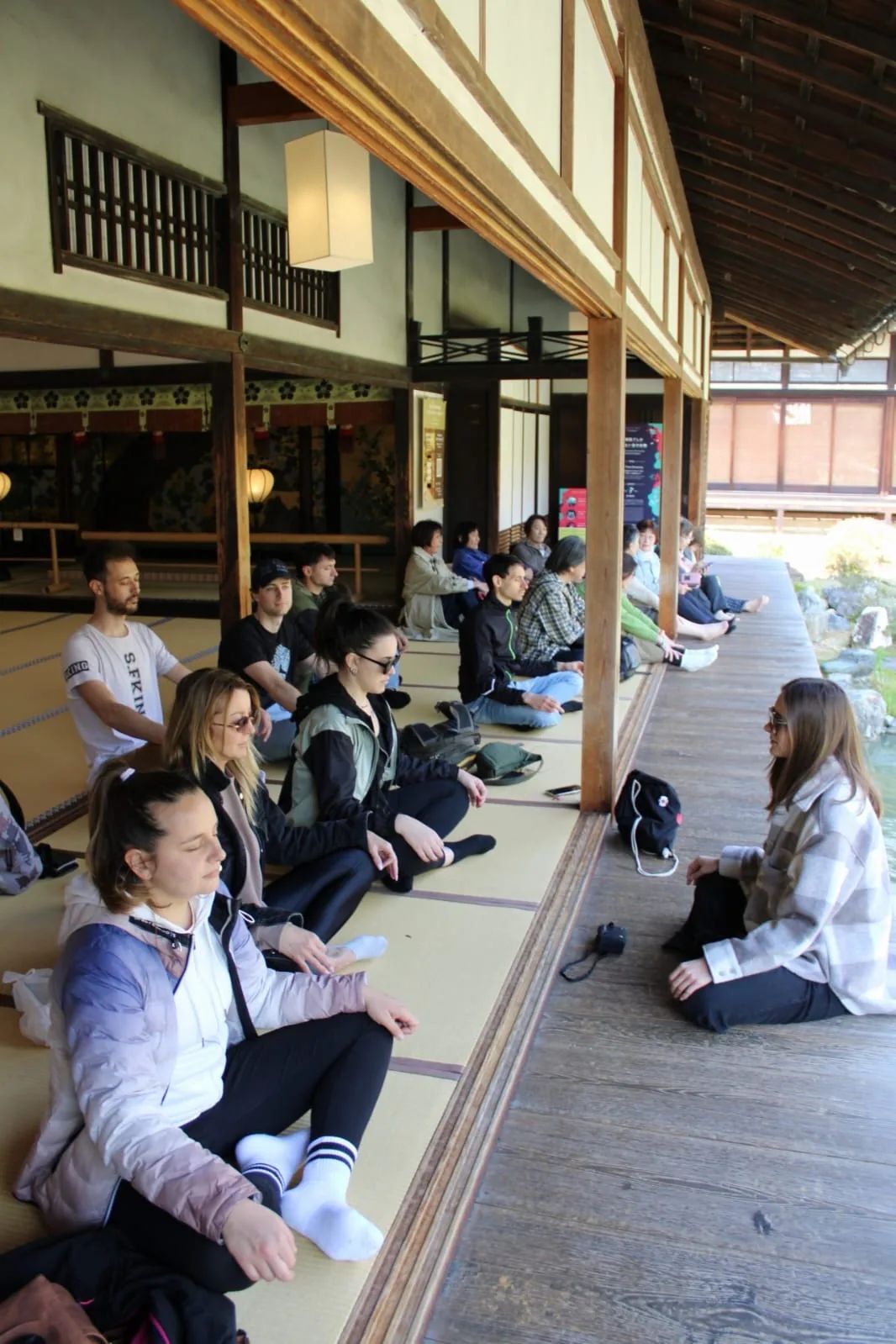 The group among temples in Japan
